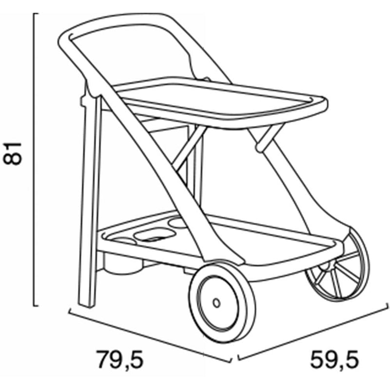 Carrello Cucina Portavivande Esterno in Resina con Vassoio Portabottiglie Verde-4