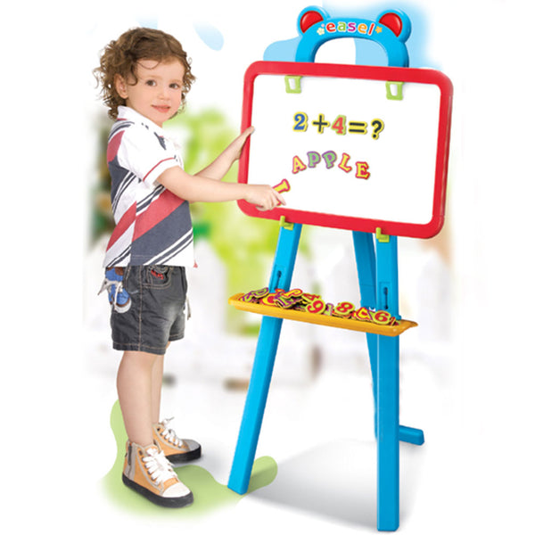 Lavagna Magnetica Per Bambini Con Treppiedi Lettere Pennarelli E Gessetti Blu sconto