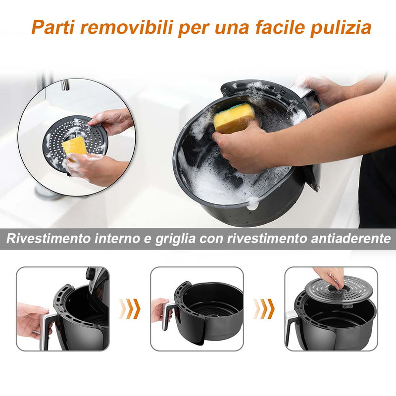 Friggitrice Aria Calda Digitale Senza Olio Airfryer 3,2 Lt Frigge Cuoce 1300W-4