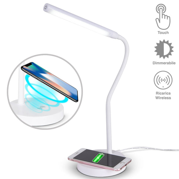 sconto Lampada Scrivania Touch con Caricatore QI Wireless Charger Luce LED Dimmerabile