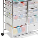 Carrello Cassettiera Multiuso Acciaio Casa Ufficio Estetista 12 Cassetti Bianco-3