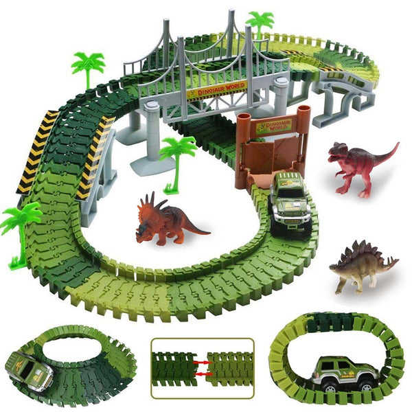 Pista Macchinine Flessibile Parco Dinosauri Costruzione 192pz con Macchinina online