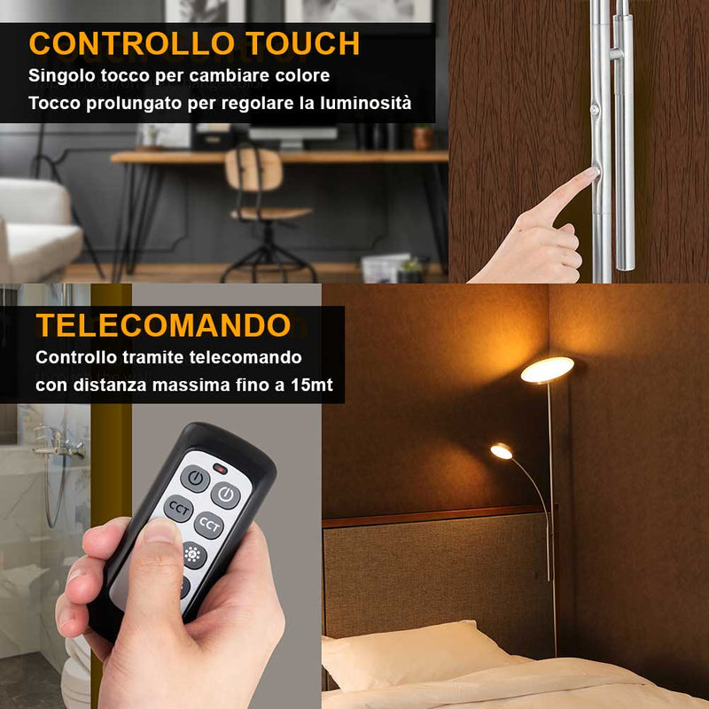 Lampada PIantana da Terra Touch LED 36W 2000Lm 2 Luci Dimmerabile + Telecomando-5