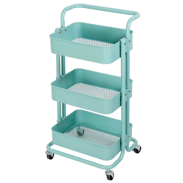 Carrello Trolley Cucina in Metallo 3 Ripiani 43x36x85 4 Ruote Salvaspazio Blu sconto