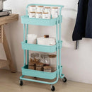 Carrello Trolley Cucina in Metallo 3 Ripiani 43x36x85 4 Ruote Salvaspazio Blu-2