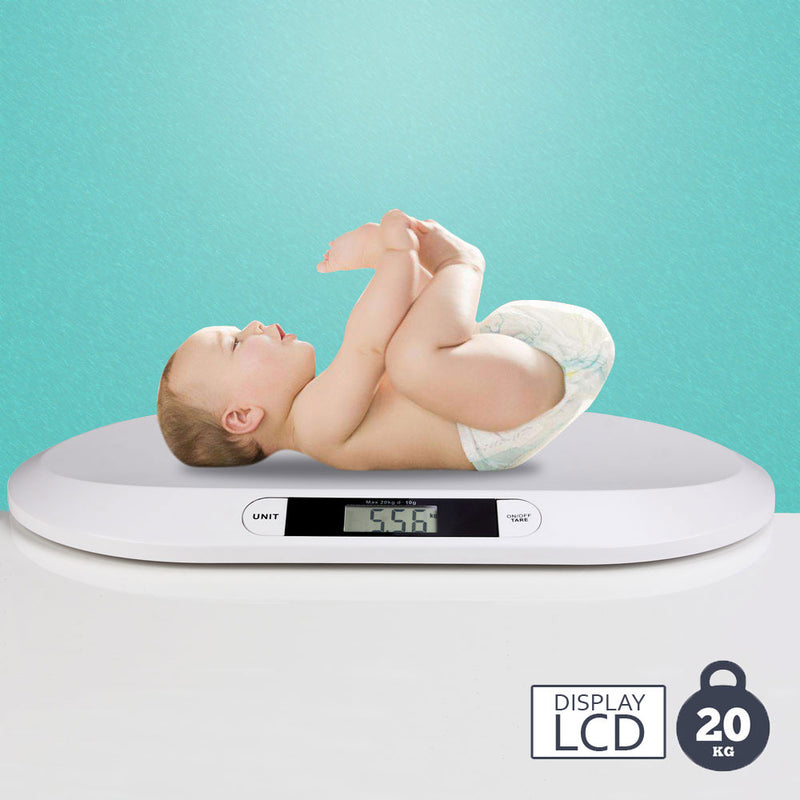 Bilancia Pesa Bambini Neonati Display Digitale LCD Pesa Neonato 20KG Bianco-2