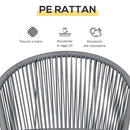 Set Tavolino e 2 Sedie con Cuscini da Giardino in Rattan PE Grigio-6