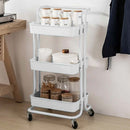 Carrello Trolley Cucina in Metallo 3 Ripiani 43x36x85 4 Ruote Salvaspazio Bianco-2