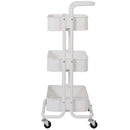 Carrello Trolley Cucina in Metallo 3 Ripiani 43x36x85 4 Ruote Salvaspazio Bianco-3