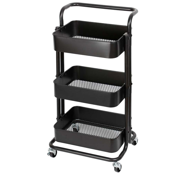 Carrello Trolley Cucina in Metallo 3 Ripiani 43x36x85 4 Ruote Salvaspazio Nero prezzo