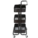 Carrello Trolley Cucina in Metallo 3 Ripiani 43x36x85 4 Ruote Salvaspazio Nero-4