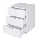 Comodino Mobiletto Cassettiera 3 Cassetti Design Moderno in legno MDF Bianco-4