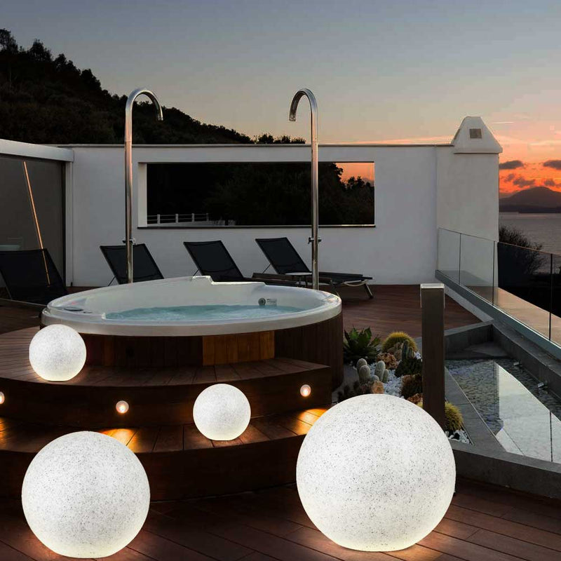 Lampada Sfera Giardino 40cm Luce Illuminazione Esterno Attacc E27 Effetto Pietra-3