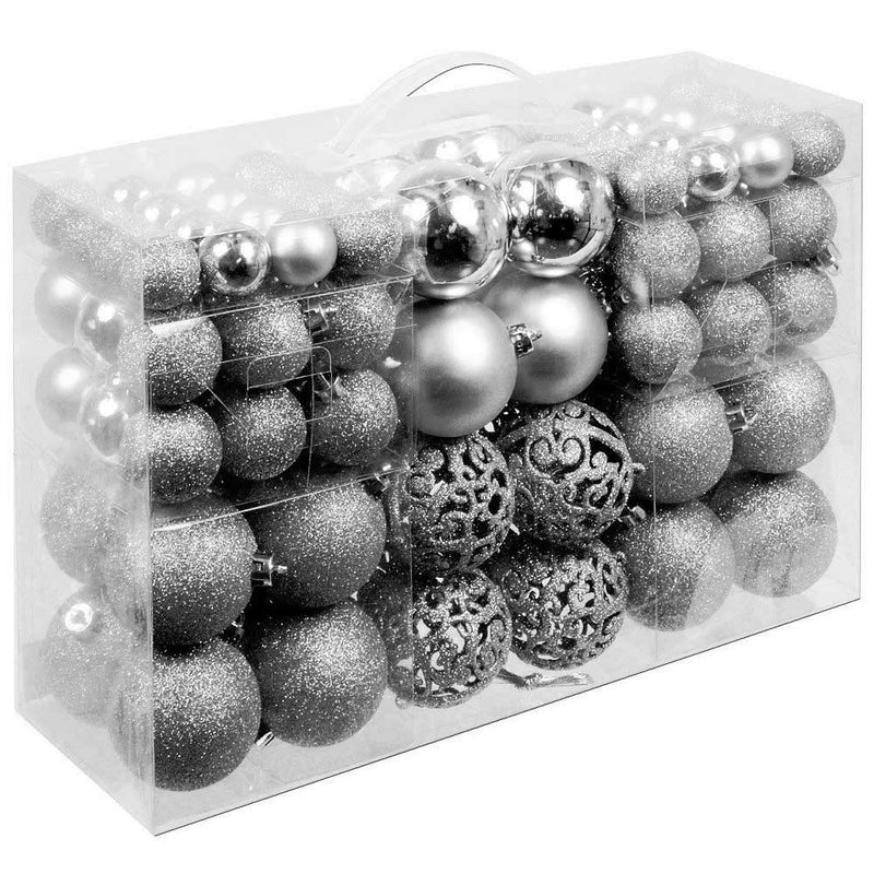 Confezione 100 x Palline Natale Colore Silver Diametro 3/4/6 cm Addobbi Natalizi-1