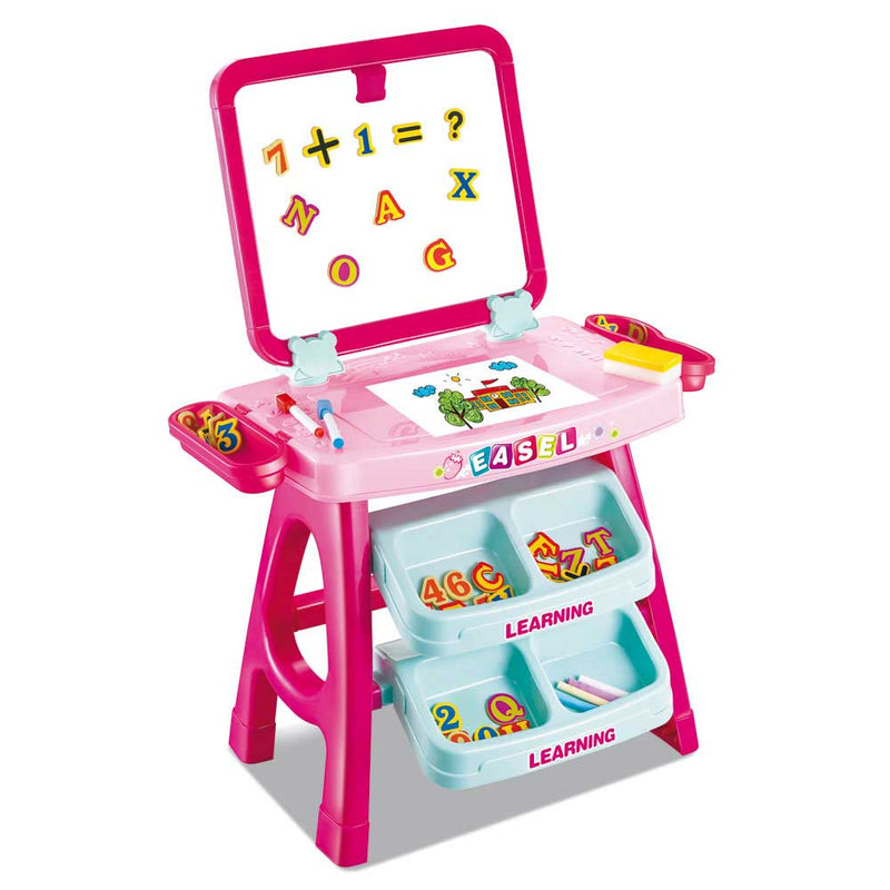 Set Lavagna Con Piano Disegno e Cavalletto Fuxia Con Accessori Numeri e Lettere-1