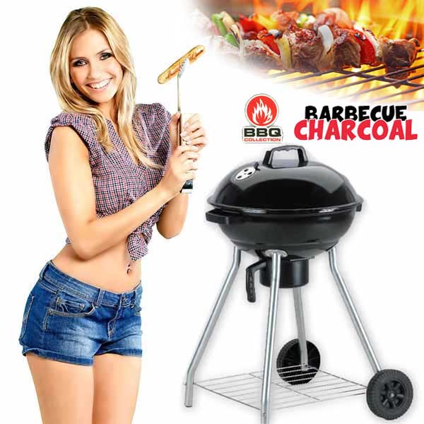 Barbecue Griglia Bbq Carbone Coperchio 2 Ruote Carbonella Giardino Acciaio Inox -1