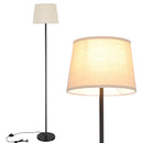 Lampada Piantana Terra Design Moderno Paralume E27 Tessuto e Metallo Nero-1