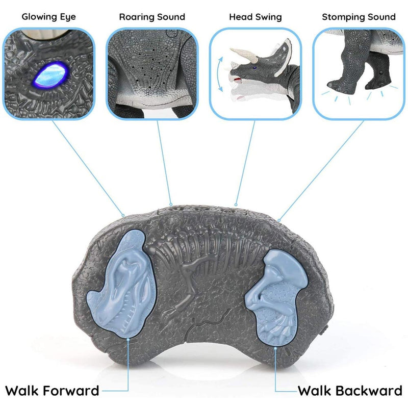 Dinosauro Robot Triceratopo Radiocomandato Luci Suoni Movimenti Giocattolo Bimbi-3