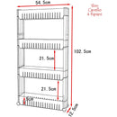 Carrello Carrellino Slim Salvaspazio Cucina Bagno Ripostiglio 4 Ripiani e 4Ruote-5