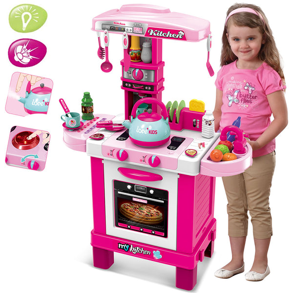 Cucina Giocattolo Bambini Luci Suoni e Bollitore Funzionante 29 Accessori Rosa acquista