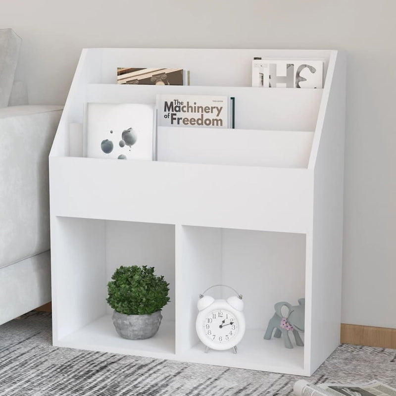 Libreria Cameretta Bambini Legno Scaffale 5 Ripiani Porta Giocattoli Libri Bianco-2