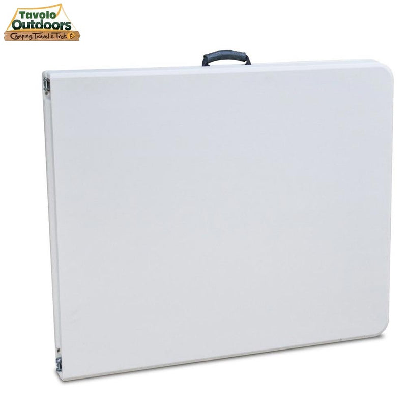 Tavolo Catering Rettangolare Pieghevole 183x76x72cm in Resina e Metallo Bianco-3