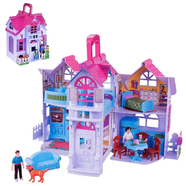 online Casa delle Bambole Giocattolo Bambini Portatile 3 Personaggi e Accessori Gioco