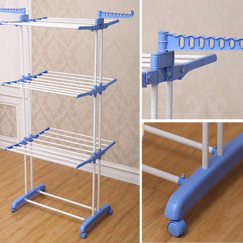 Stendino Stendibiancheria a Torre Modulabile Pieghevole Salvaspazio Richiudibile-2