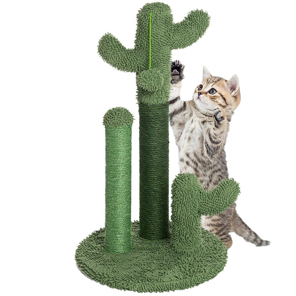 Tiragraffi Graffiatoio Forma 3 Cactus per Gatti Verde con Pallina 44 x 72 cm acquista