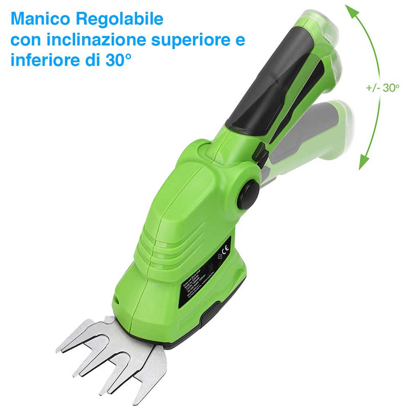 Forbici Cesoie Sfoltirami Elettrico a Batteria Tagliaerba Tagliasiepi USB 2 Lame-4