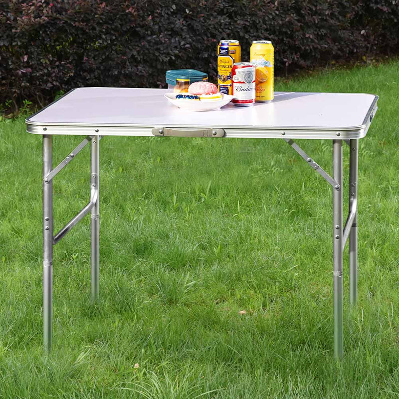 Tavolo Campeggio Picnic Alluminio 90x60x70 Pieghevole Valigetta Piano Formica-2