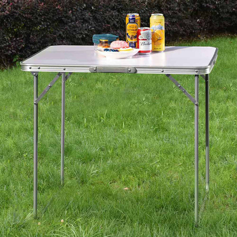 Tavolo Campeggio Picnic Alluminio 60x80x68 cm Pieghevole Maniglia per Trasporto-2