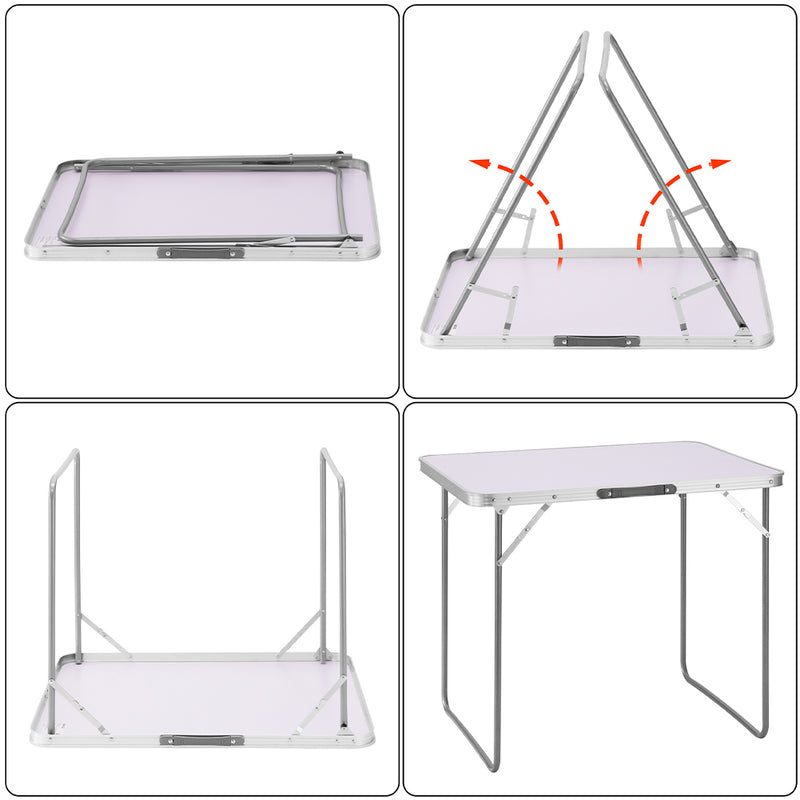 Tavolo Campeggio Picnic Alluminio 60x80x68 cm Pieghevole Maniglia per Trasporto-4