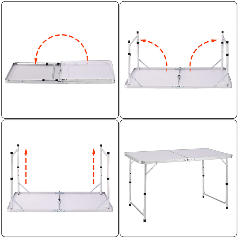Tavolo Campeggio Picnic Pieghevole con Maniglia per Trasporto Altezza Regolabile-5