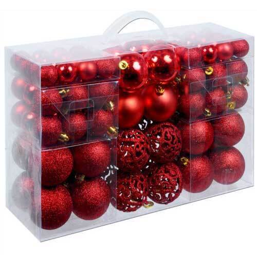 Confezione 100 Palline Natale Colore Rosso Diametro 3/4/6 Cm Addobbo Natalizio-2