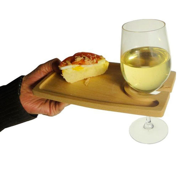 online Vassoio Aperitivo In Legno Massello Con Porta Calice Buffet Rovere Chiaro