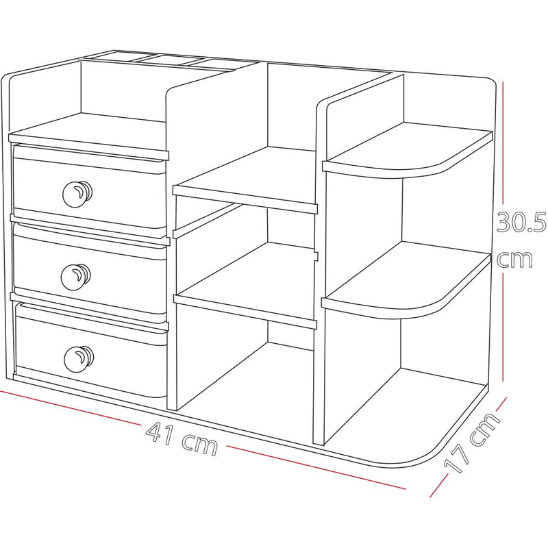 Organizer Scrivania, Bagno Cosmetici Makeup Mobiletto in Bambù 41 x 17 x 30.5 cm-2