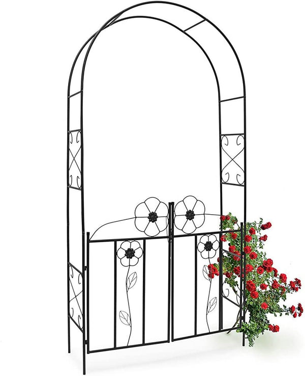 prezzo Arco da Giardino per Piante Rampicanti Rose con Cancello Battente in ferro 228cm