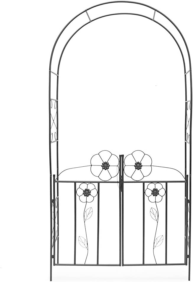 Arco da Giardino per Piante Rampicanti Rose con Cancello Battente in ferro 228cm-2