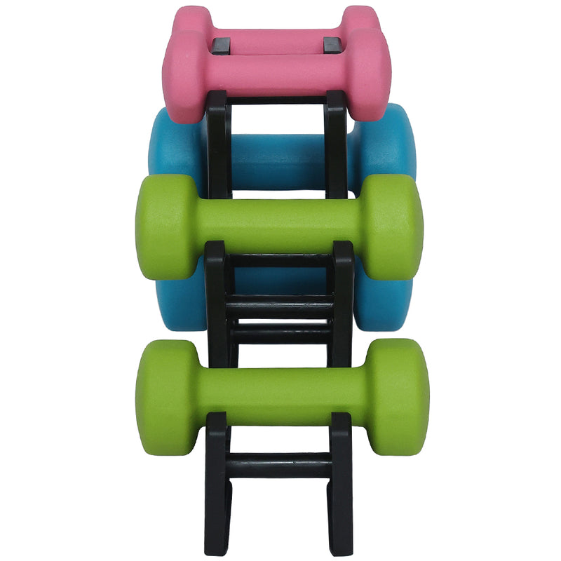 Set 6 Manubri Palestra con Stand Appoggio 2x1kg+2x2kg+2x3kg Pesi Sport Fitness-2