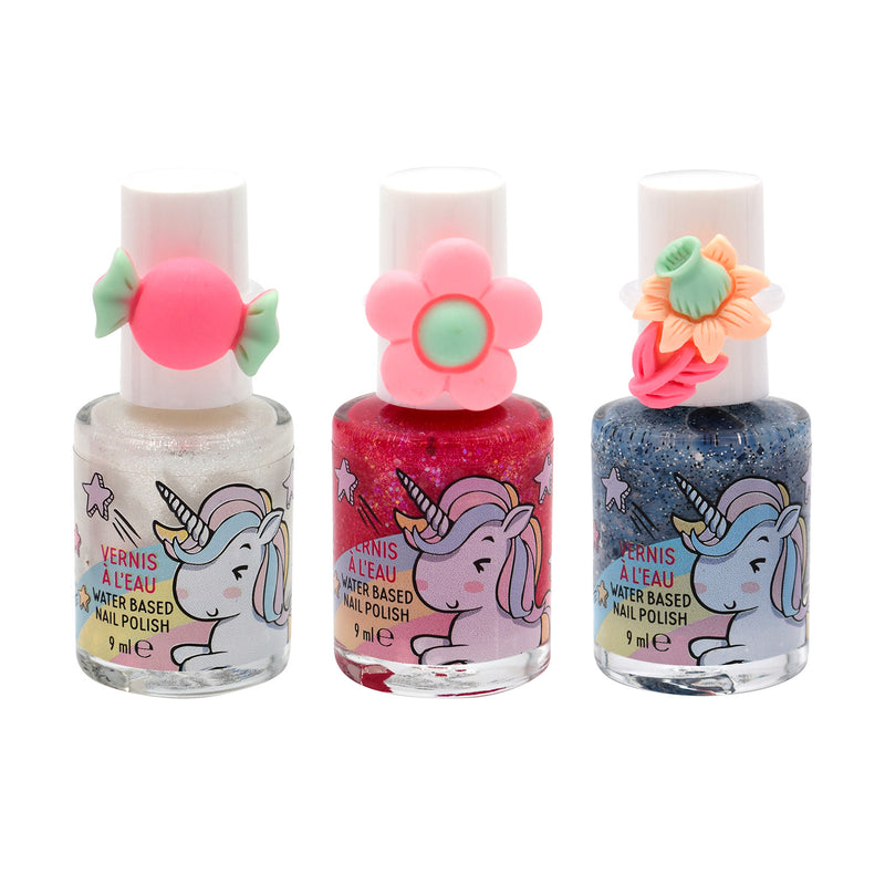 Box 3 Smalti Unicorno per Bambini a Base d’Acqua 9 ml Profumazione Rosa-1