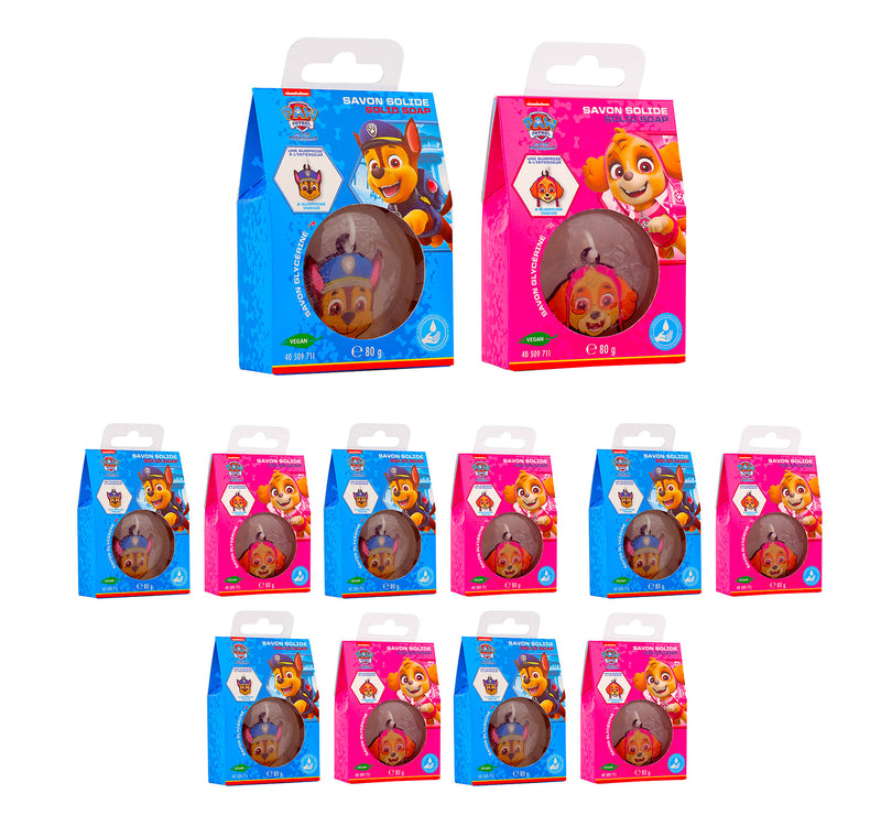 Set 12 Saponette per Bambini 80 gr con Sorpresa Portachiavi Interno Paw Patrol-1