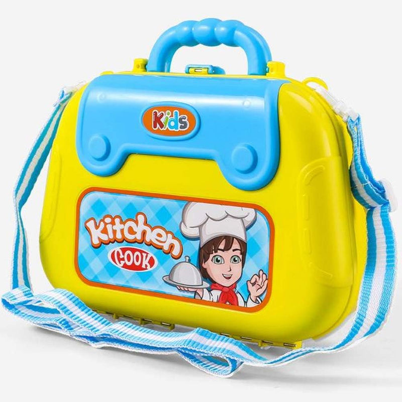 Valigetta Cucina Giocattolo Bambini con Fornello 20 Accessori Gioco e Tracolla-5