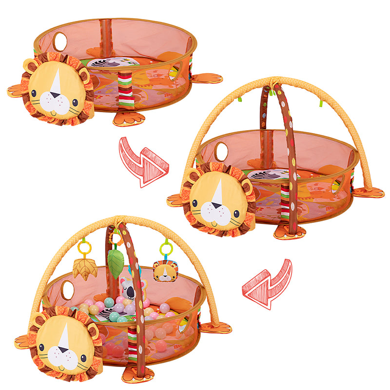 Palestrina Box Tappeto Neonato Bambino Leoncino Fitch Baby con Recinto Palline-3