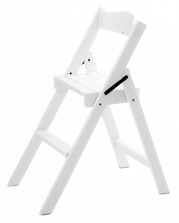 Sedia Scala Pieghevole 51x41xh75 cm in Legno Faggio Massello Bianco Laccato prezzo