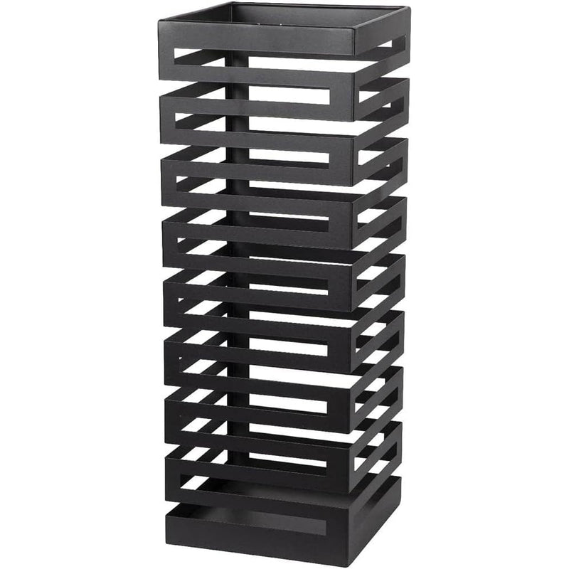 Portaombrelli in Metallo Design Moderno Porta Ombrelli Quadrato Stand Nero-2