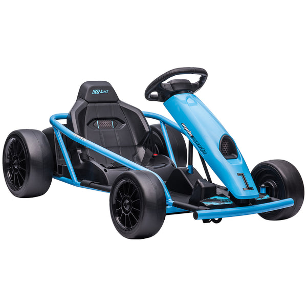 Go Kart Elettrico per Bambini 24V 13km/h Schienale Alto e Cintura di Sicurezza Blu e Nero prezzo