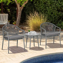 Set Tavolino e 2 Sedie con Cuscini da Giardino in Rattan PE Grigio-2