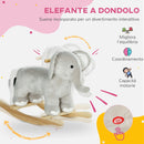 Cavallo a Dondolo per Bambini in Legno e Peluche Elefante Grigio  -4