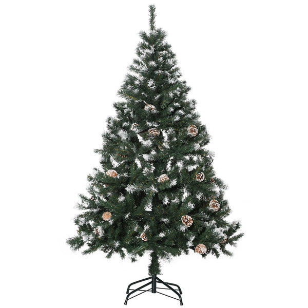 Albero di Natale Artificiale Innevato 150 cm 676 Rami con Pigne Apertura Automatica Verde acquista